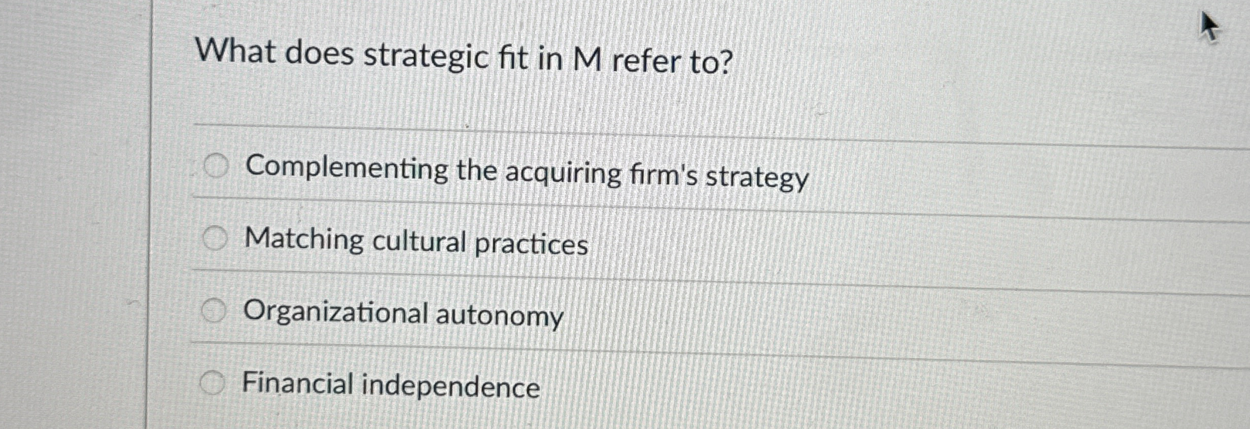 What does strategic fit in M refer to ?