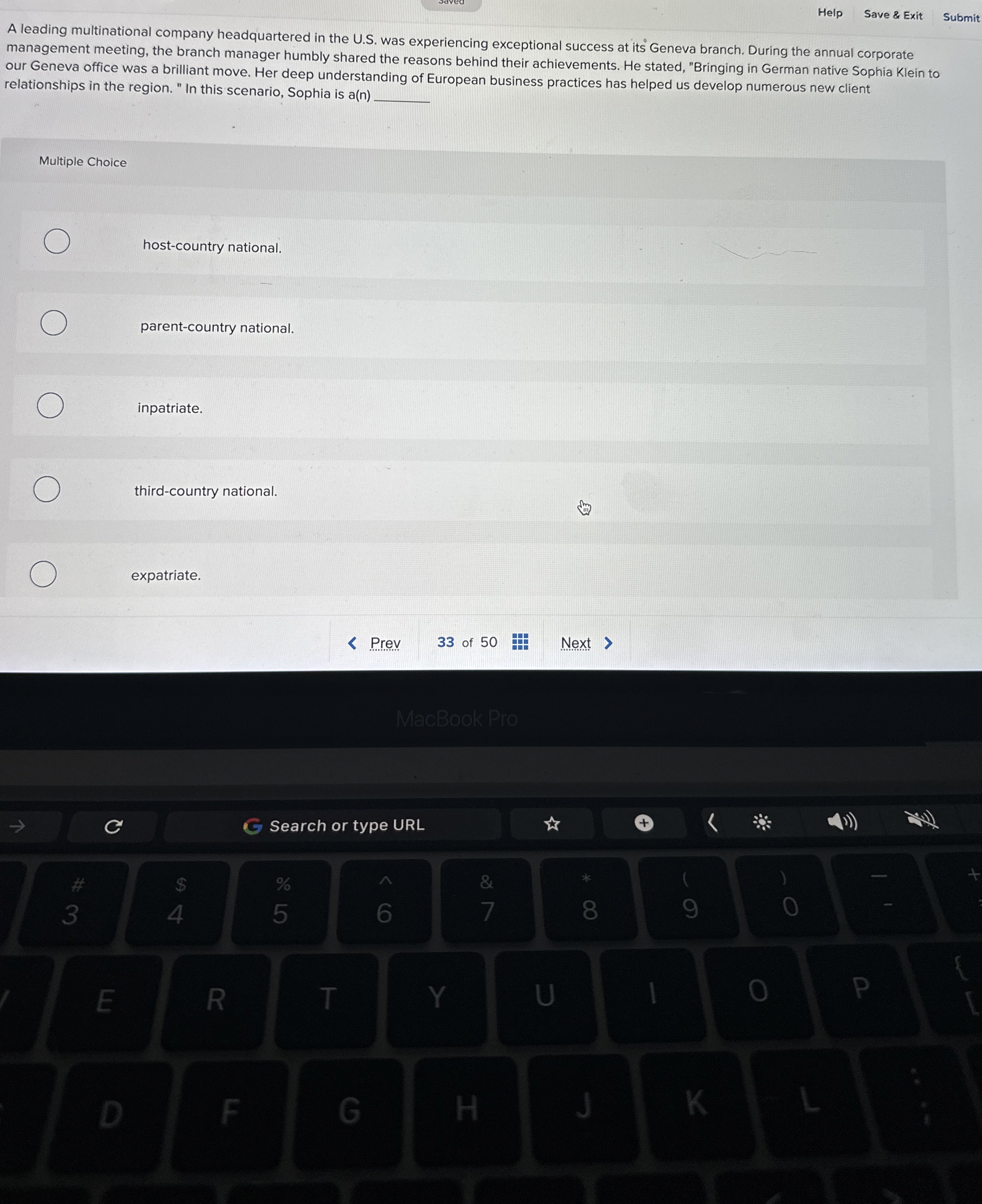 Help Save & Exit Submit A leading multinational