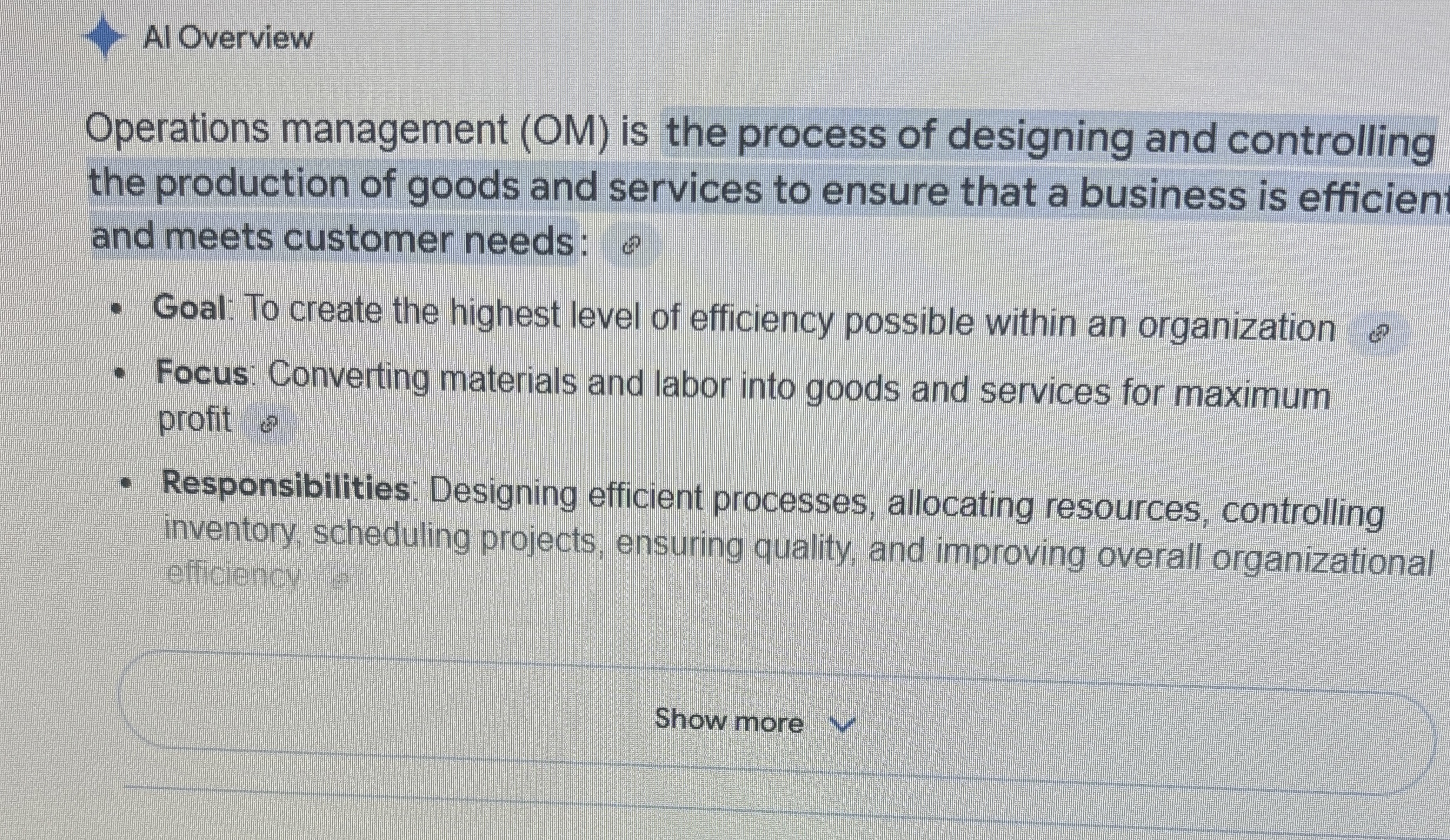 Al Overview Operations management ( OM ) is the