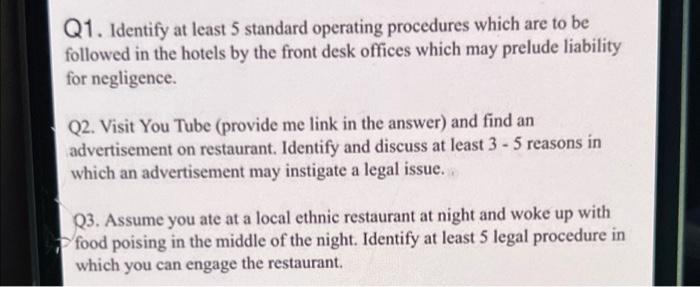Q1. Identify at least 5 standard operating