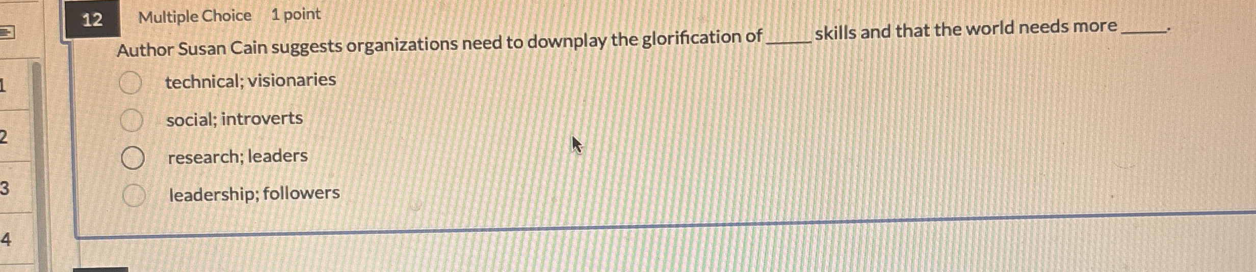 1 2 Multiple Choice 1 point Author Susan Cain