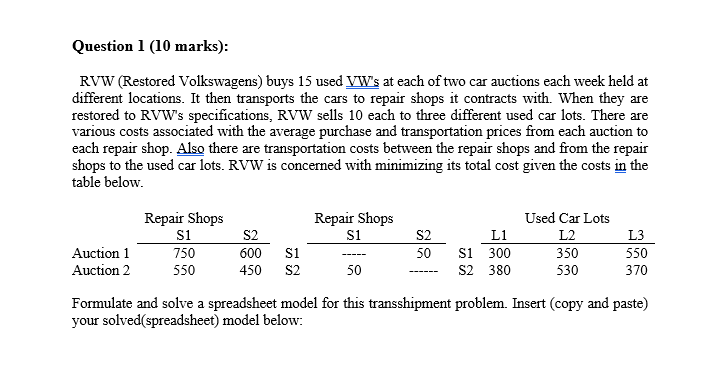 Question 1 ( 1 0 marks ) : RVW ( Restored