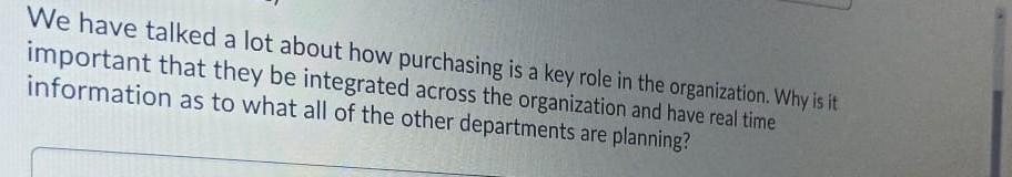 We have talked a lot about how purchasing is a