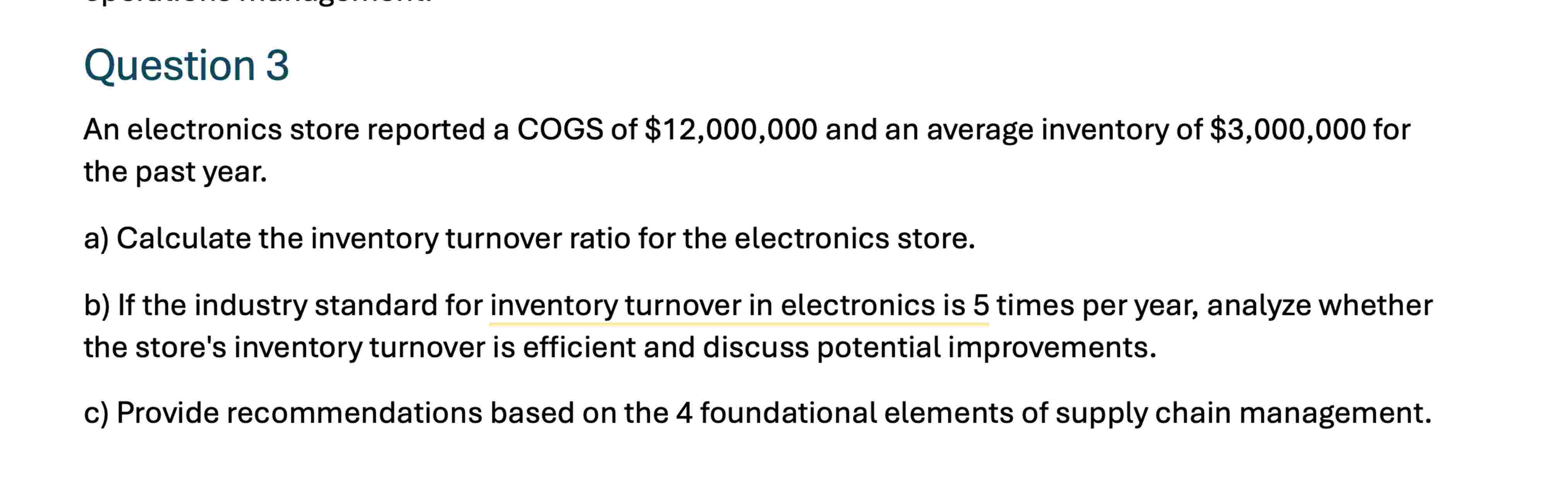 Please answer question # 3 below in Excel format.