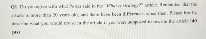 Q1. Do you agree with what Porter said in the
