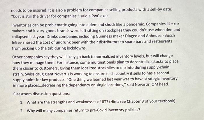 answer the two discussion questions Article 1: OM