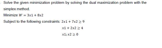 Solve the given minimization problem by solving