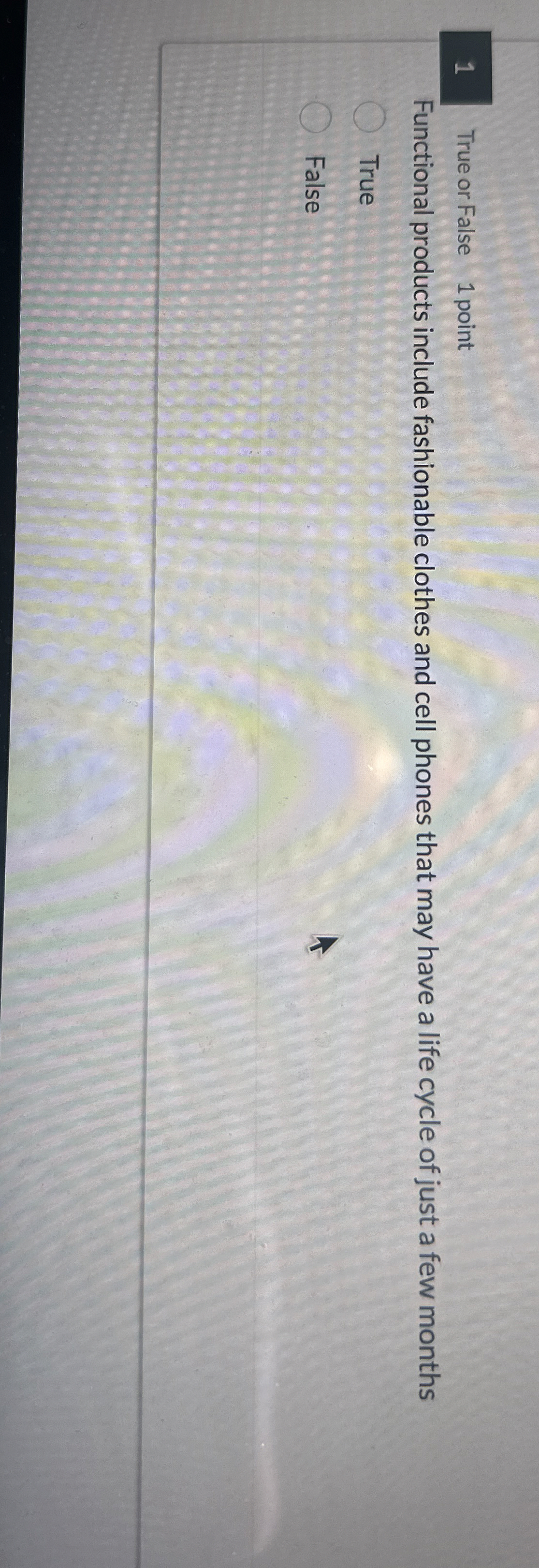 1 True or False 1 point Functional products