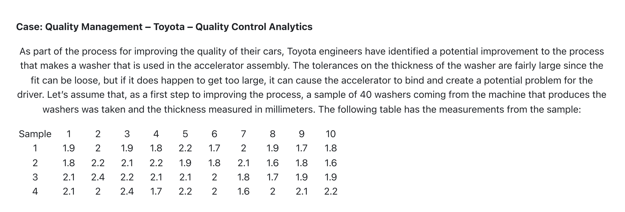 Case: Quality Management - Toyota - Quality