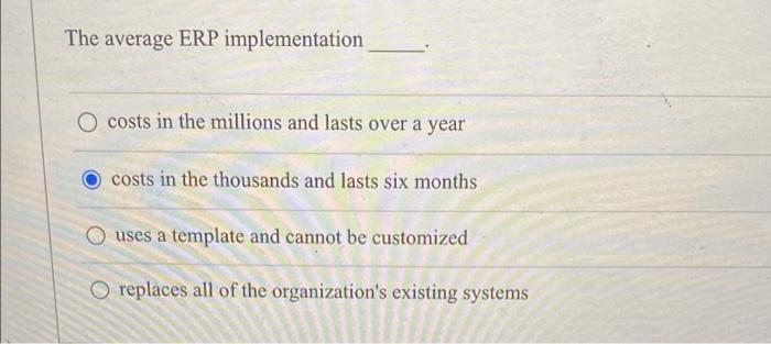 The average ERP implementation costs in the