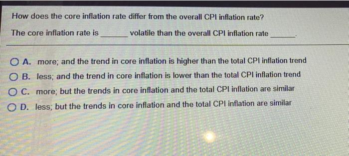 How does the core inflation rate differ from the