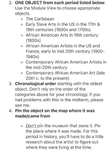 2. ONE OBJECT from each period listed below. Use