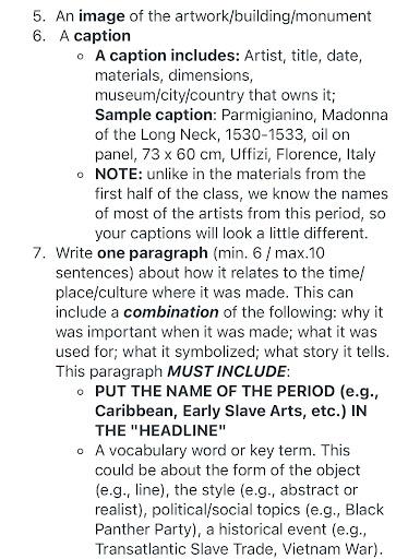 2. ONE OBJECT from each period listed below. Use