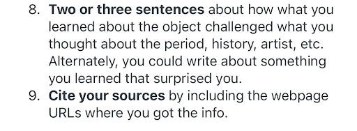 2. ONE OBJECT from each period listed below. Use