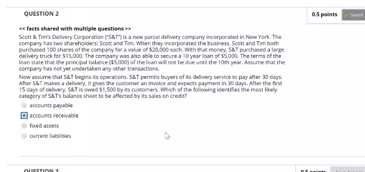 QUESTION 2 0.5 points Saved < < facts shared with