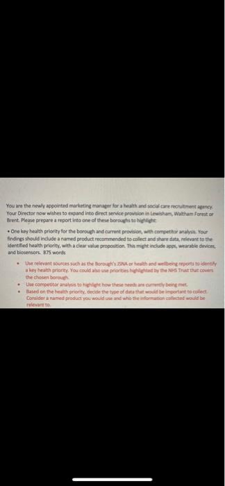 You are the newly appointed marketing manager for