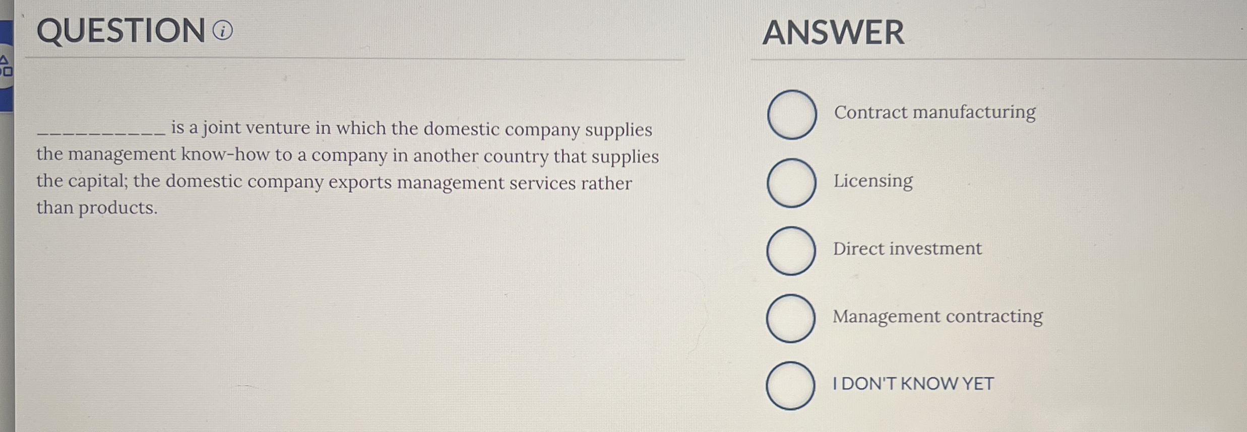 QUESTION ( i ) ANSWER q , is a joint venture in