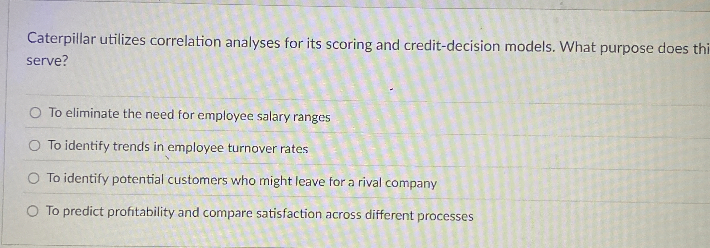 Caterpillar utilizes correlation analyses for its