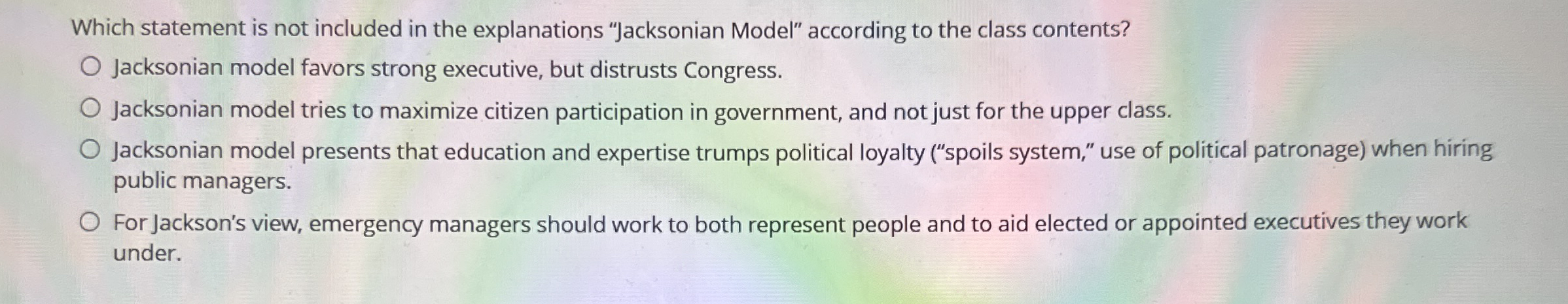 Which statement is not included in the