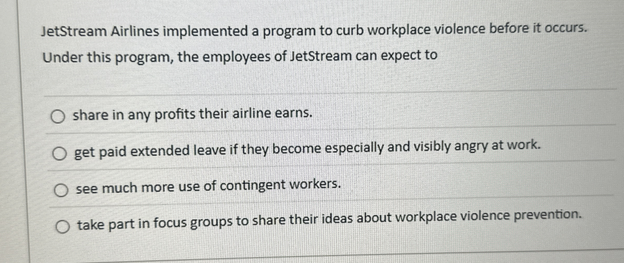 JetStream Airlines implemented a program to curb