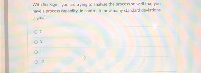 With Six Sigma you are trying to analyse the