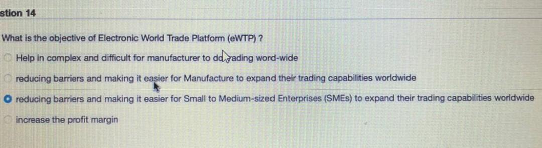 Question 18 The e-hub involves multiple partners