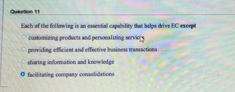 Question 18 The e-hub involves multiple partners