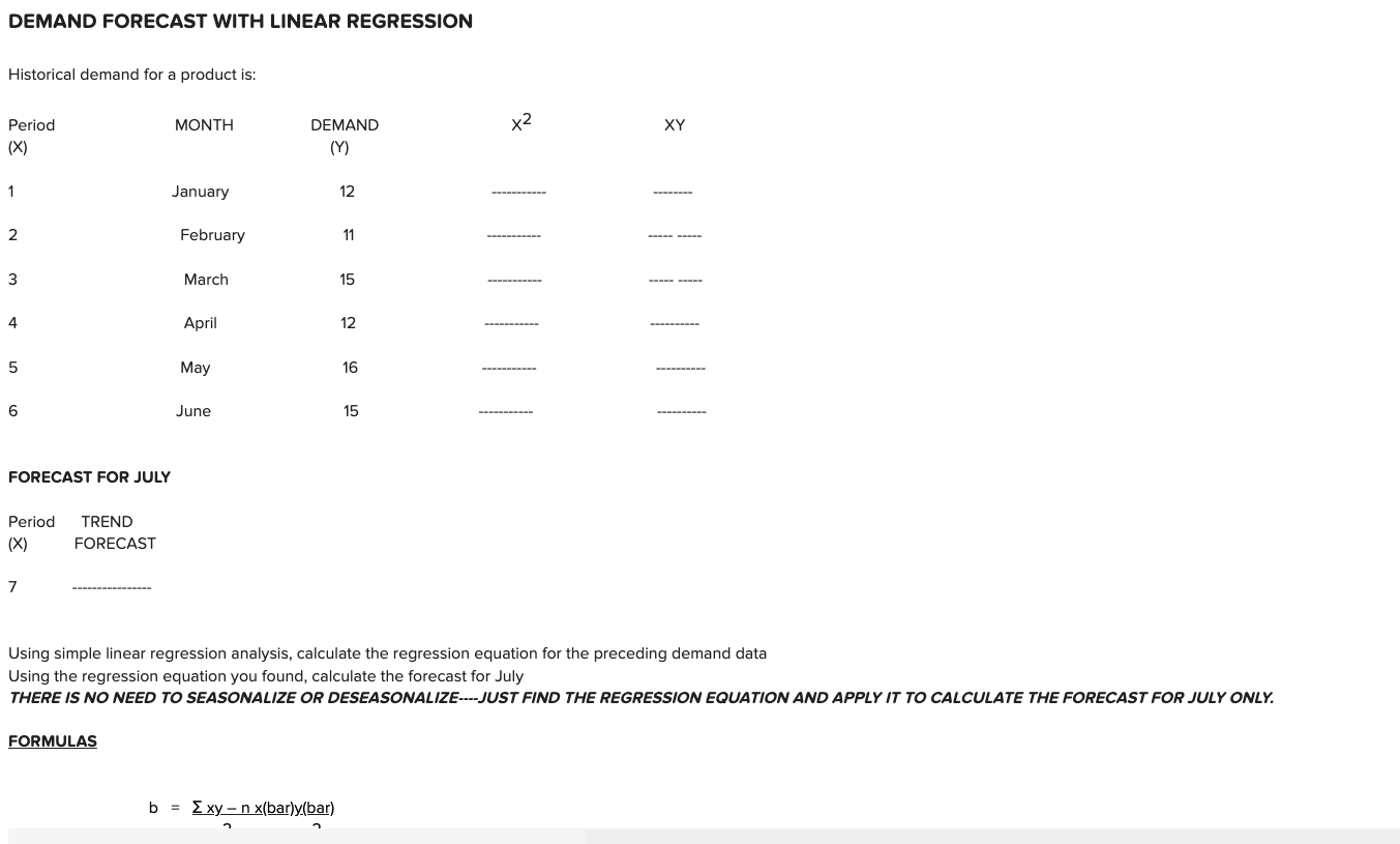 DEMAND FORECAST WITH LINEAR REGRESSION Historical