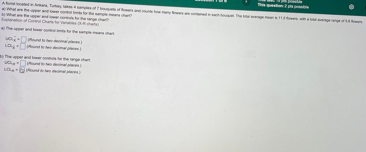 15 pts possible This question: 2 pts possible @ A