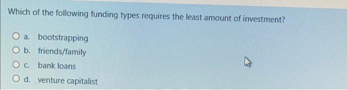 Which of the following funding types requires the