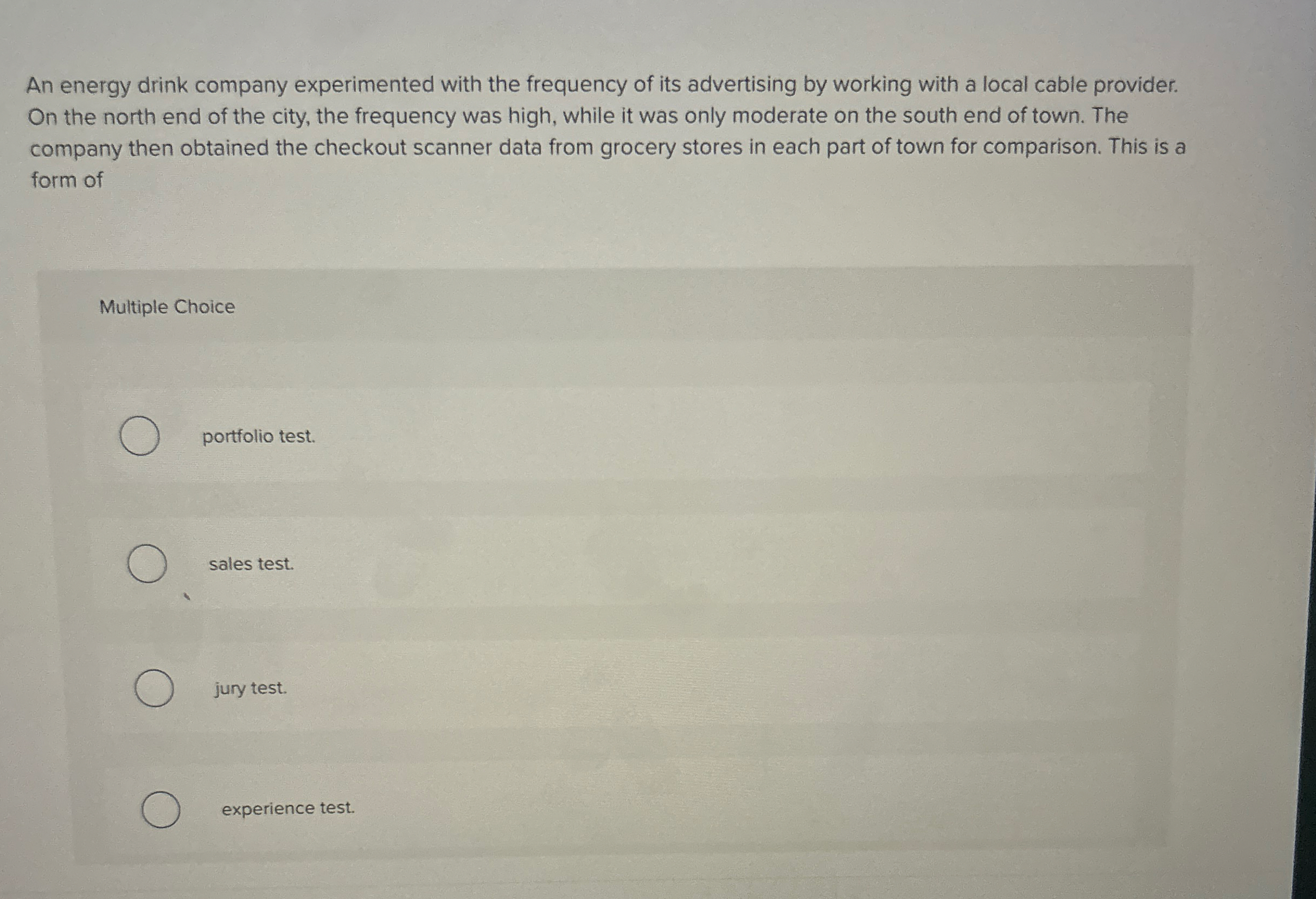 An energy drink company experimented with the