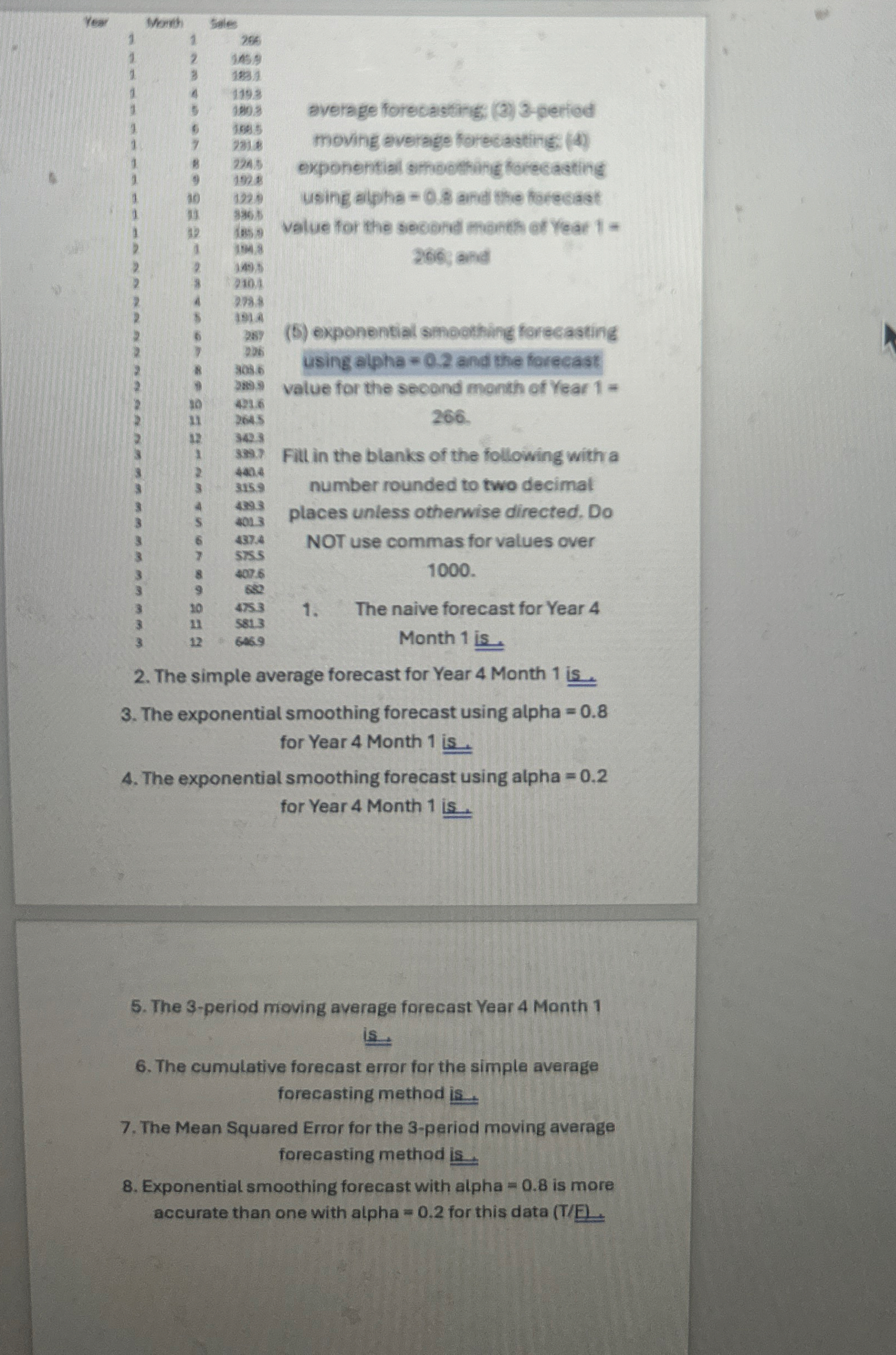 Yee Mowib Seles average forecasting: ( 3 ) 3 -