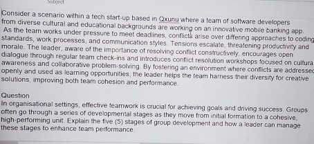 Consider a scenario within a tech start - up