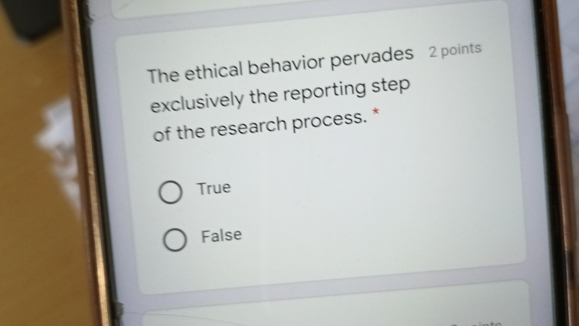 The ethical behavior pervades 2 points
