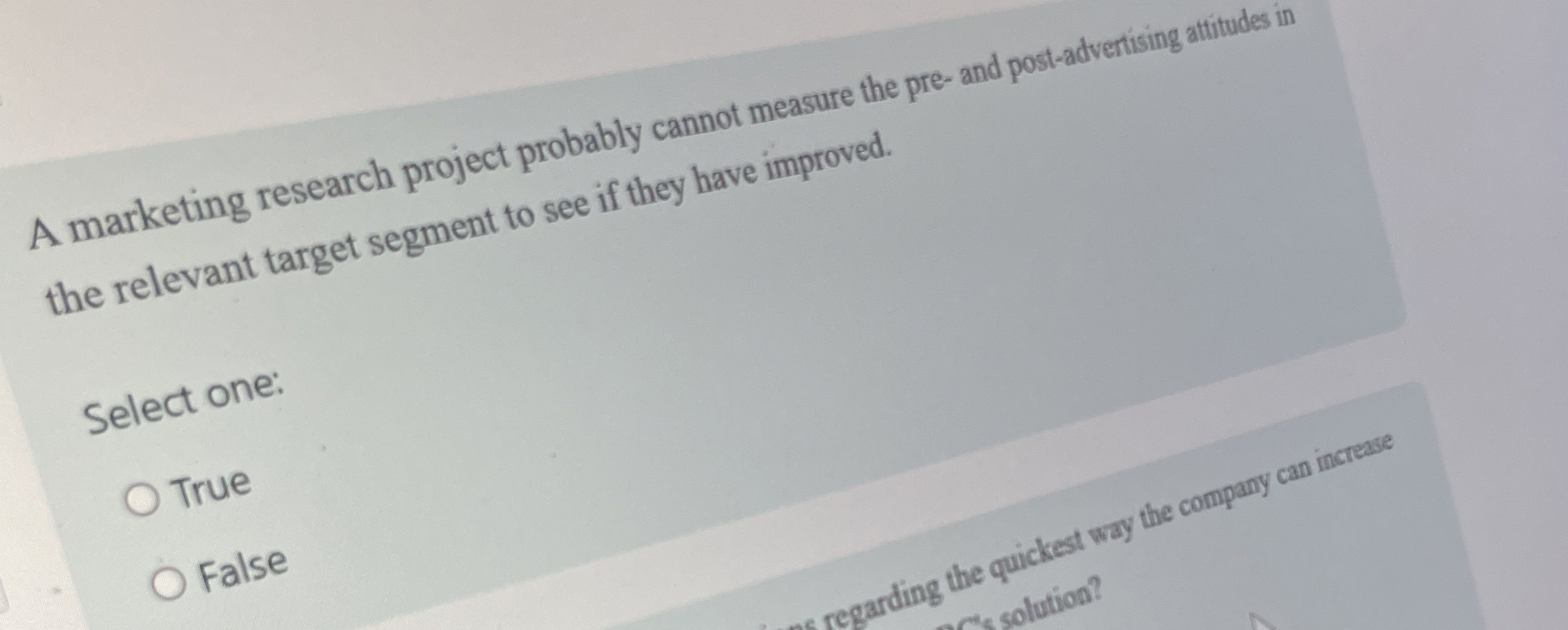 A marketing research project probably cannot