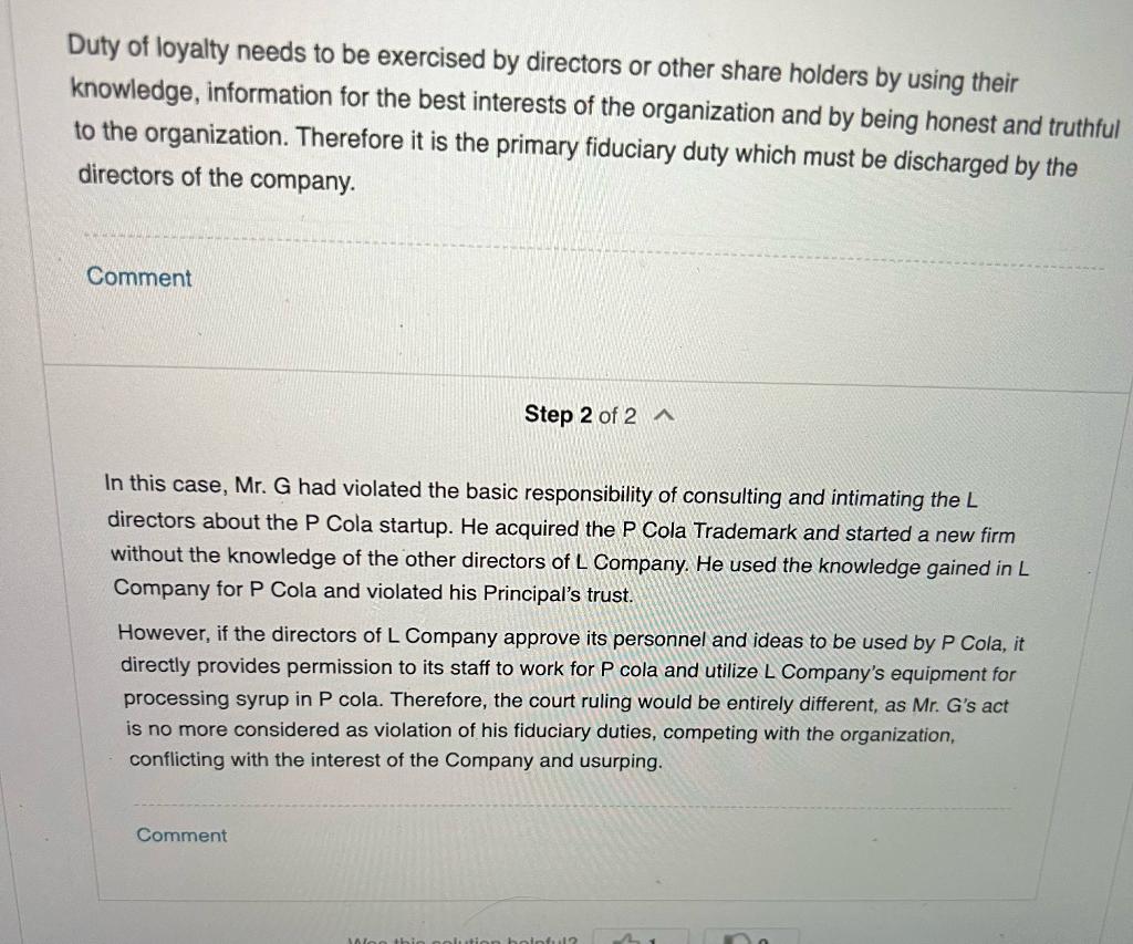 Case Analysis 40.2 on pg. 768, Guth v Loft, Inc.