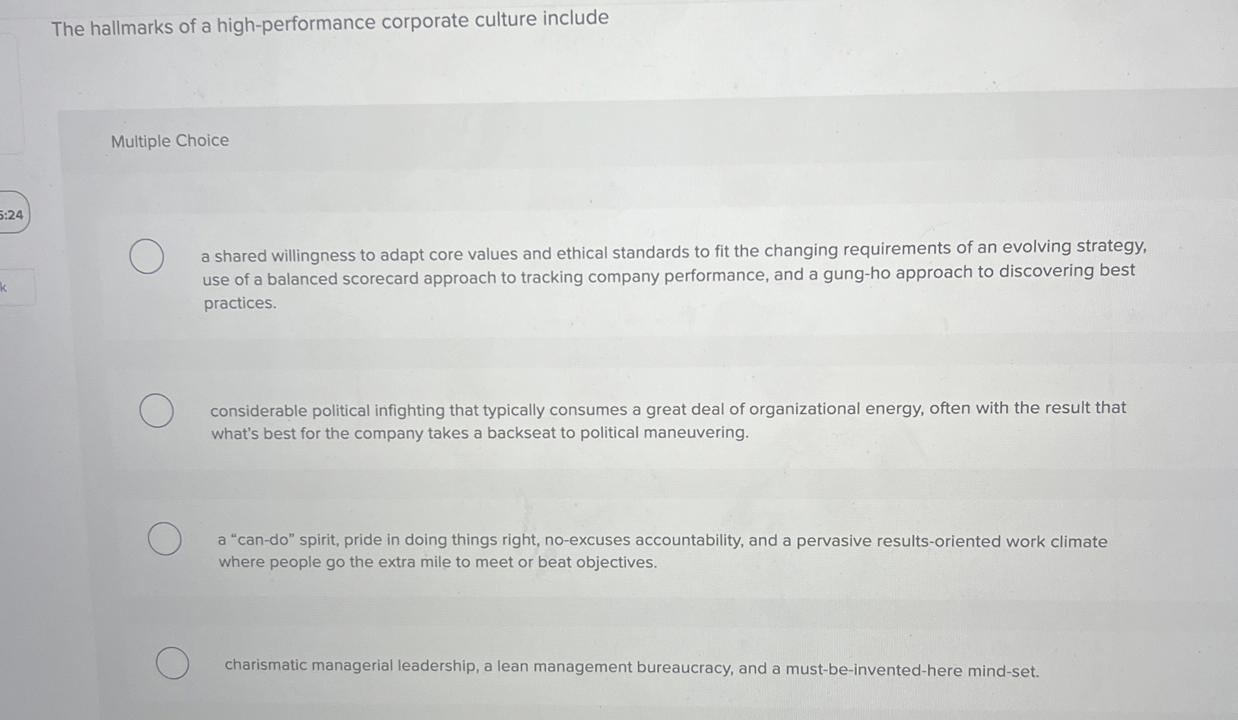 The hallmarks of a high - performance corporate