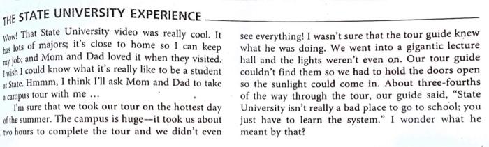 THE STATE UNIVERSITY EXPERIENCE Wow! That State