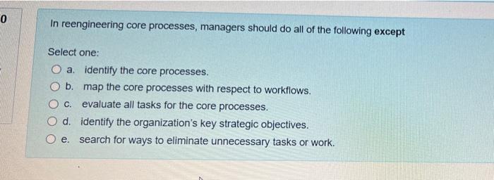 urgent 0 In reengineering core processes,