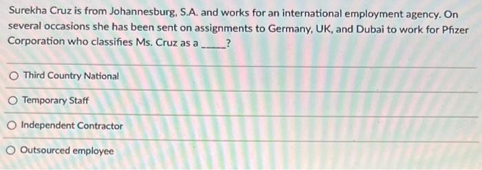 24 Surekha Cruz is from Johannesburg, S.A. and