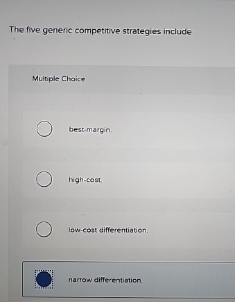 The five generic competitive strategies include