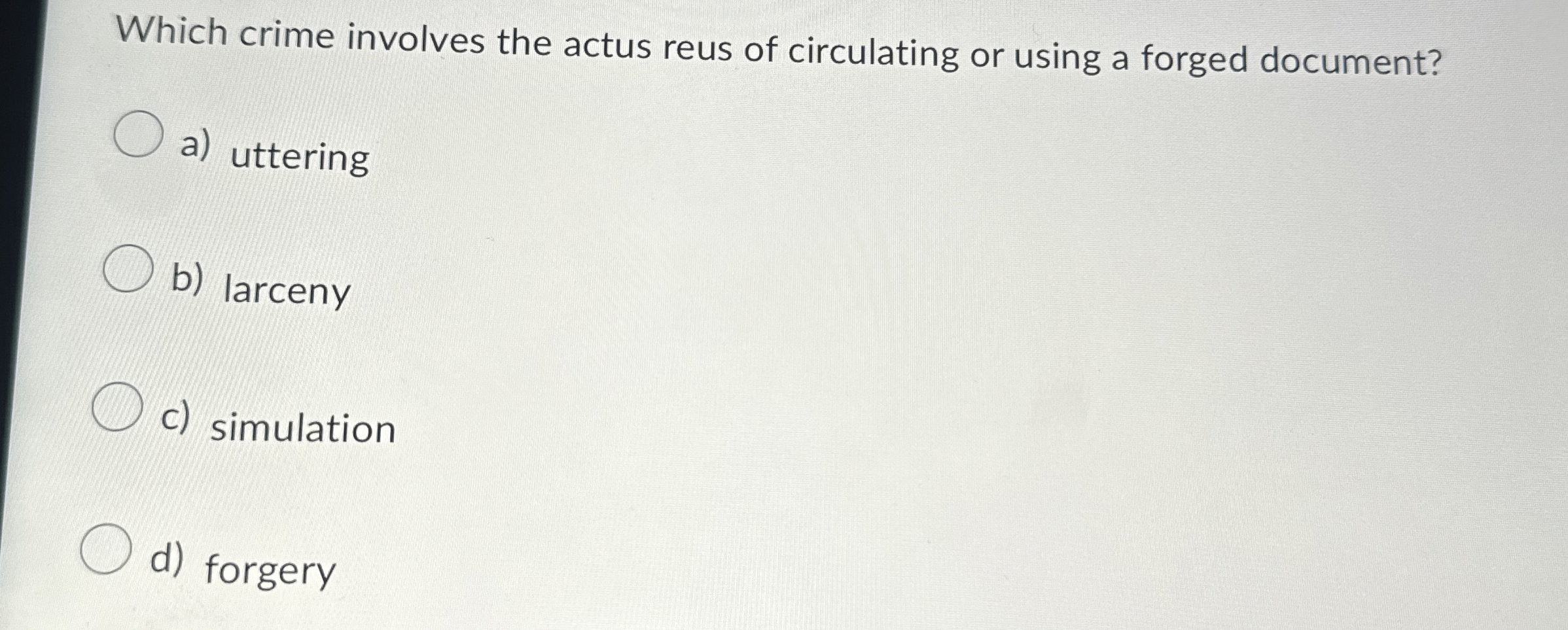 Which crime involves the actus reus of