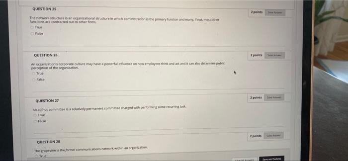 2 points QUESTION 25 The network structure is an
