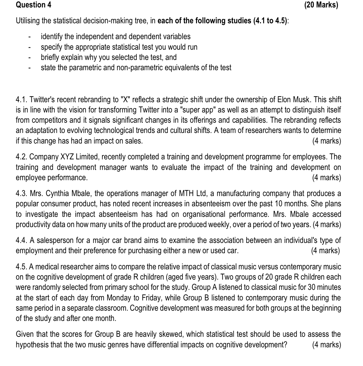 Question 4 ( 2 0 Marks ) Utilising the