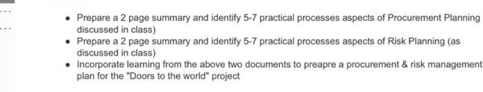 Prepare a 2 page summary and identify 5-7