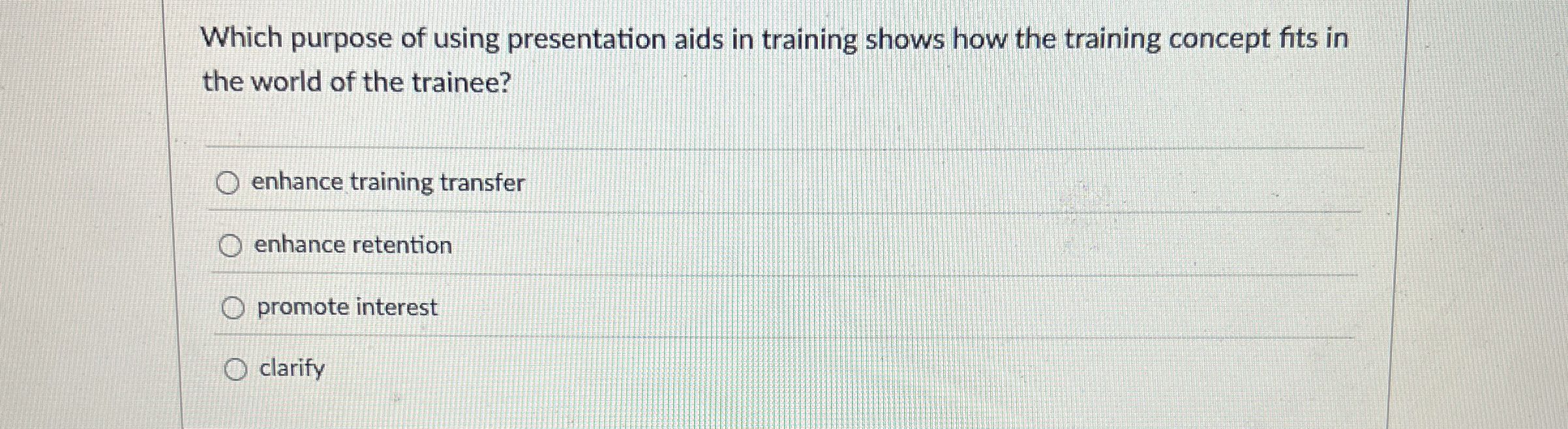 Which purpose of using presentation aids in