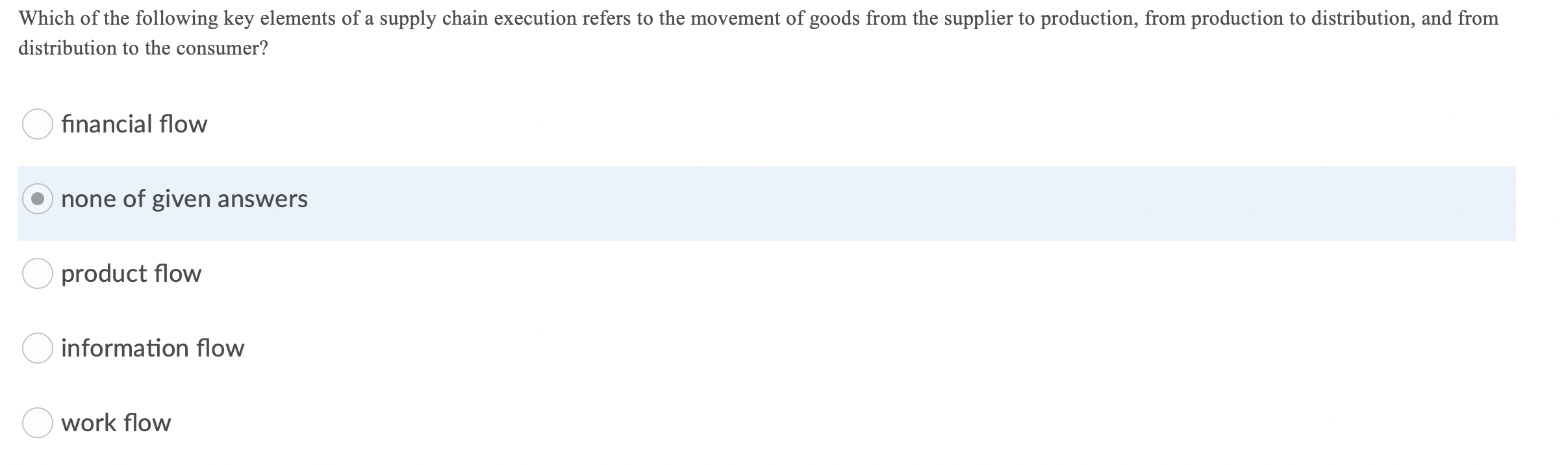 . Which of the following key elements of a supply