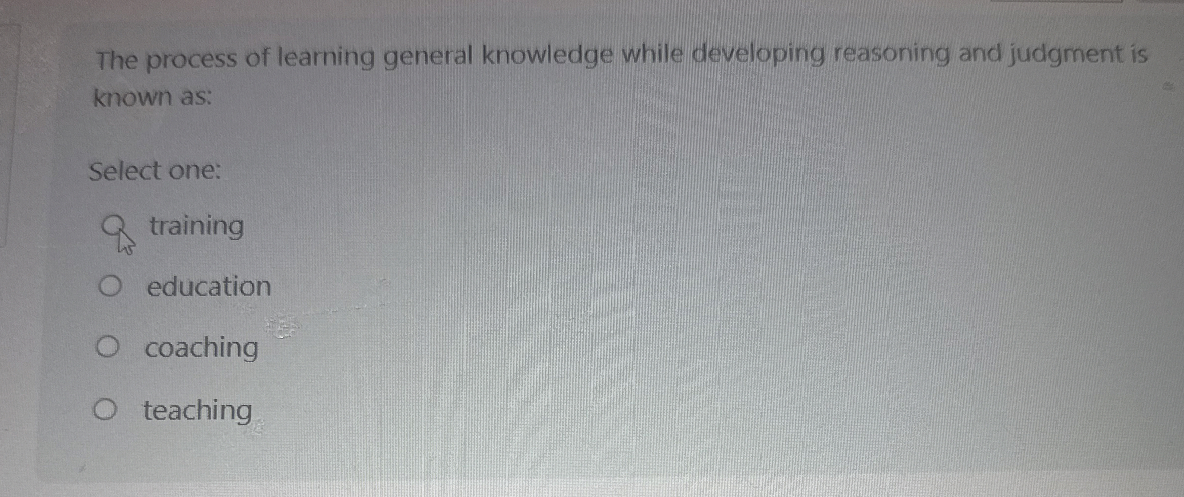 The process of learning general knowledge while