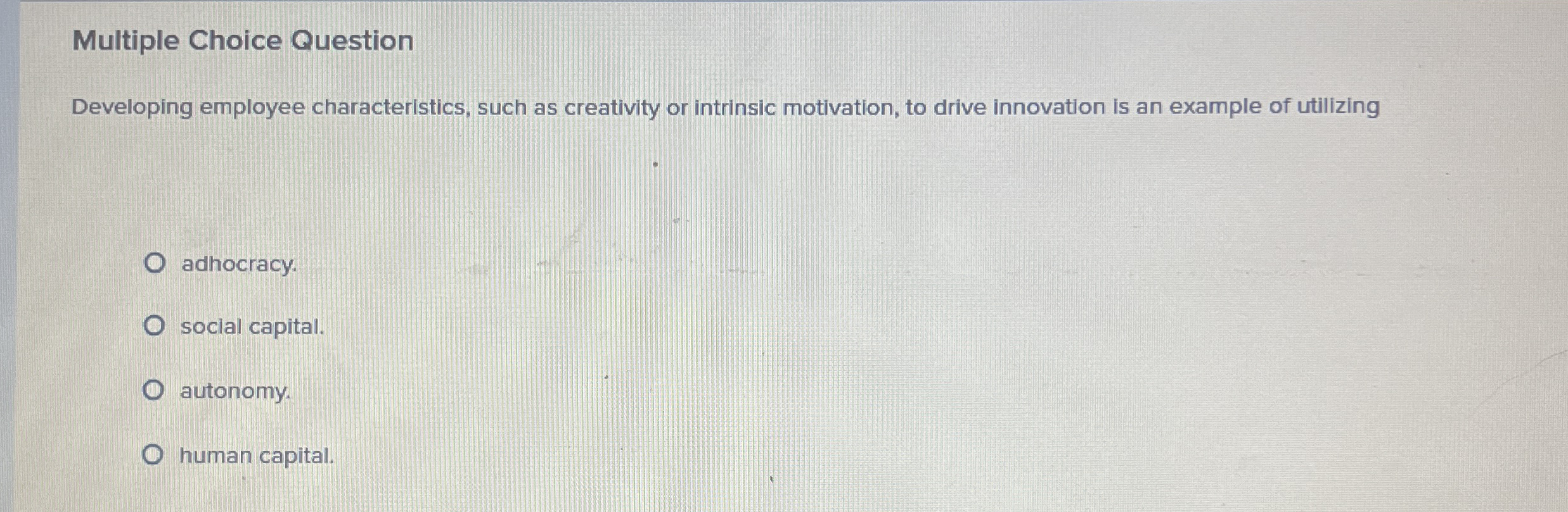 Multiple Choice Question Developing employee