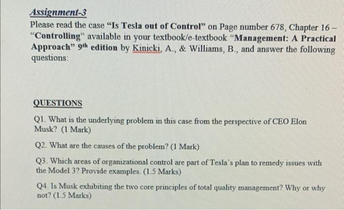 Assignment-3 Please read the case "Is Tesla out